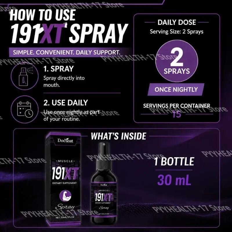 191XT Muscle Spray with Vitamin B3 L-Arginine and Tribulus Terrestris Extract for Muscle Support Endurance 30 ML — image 6
