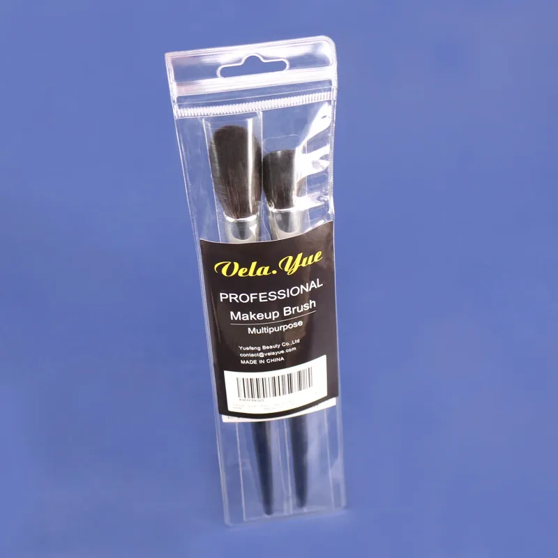 Vela.Yue 2 Buah Set Kuas Rias untuk Kit Alat Kecantikan Kosmetik Luminizer Highlighter Bedak Wajah