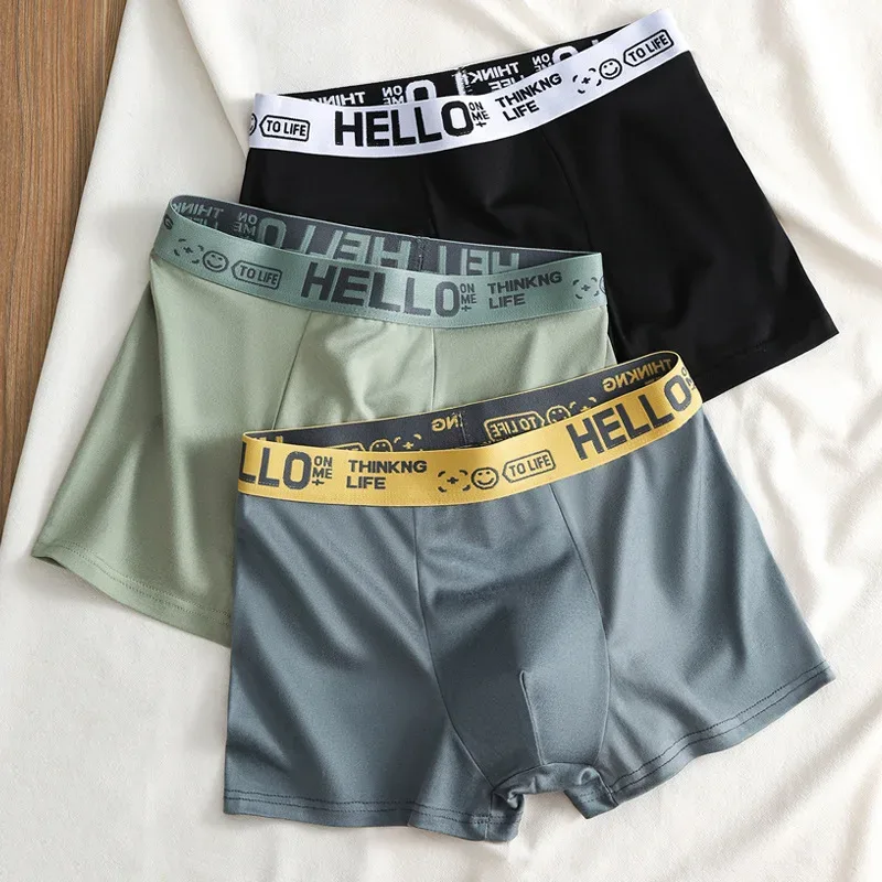 1pcs Men's Boxer Briefs Male Sport Shorts Teenager High Stretch Underwear Breathable Fashion Soft Comfortable Underpant