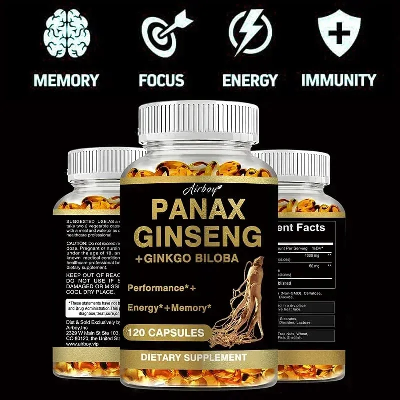 Panax Ginseng + Ginkgo Biloba - תמיכה חיסונית לשפר את הביצועים הפיזיים לשפר את הזיכרון ולשמור על הבריאות הכללית
