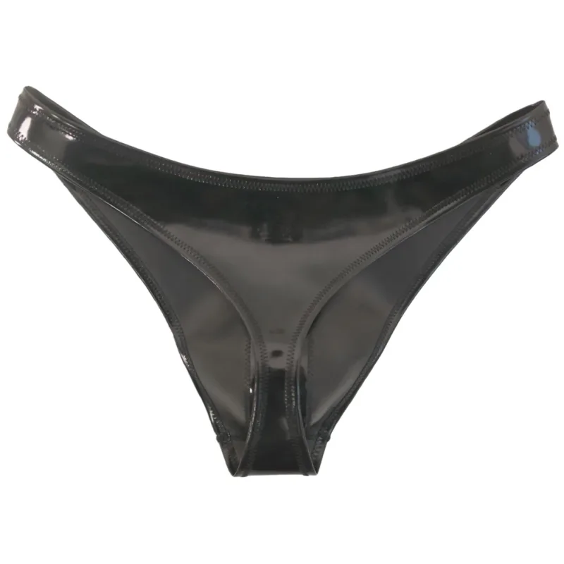 Men Sexy Latex Ammonia Glossy Brief Patent Leather Thongs Sissy U Pouch Very Hot Lingerie Low Rise Gay Lingerie Men's Panties