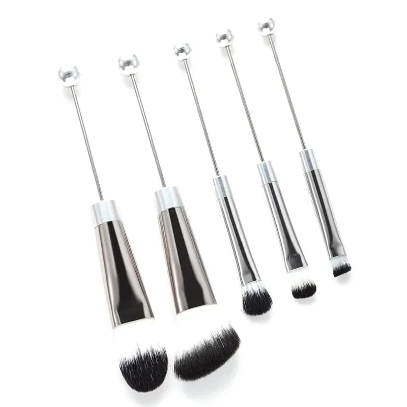 【5Pcs Beaded Eyeshadow Brush Diy Beaded Cosmetic Brush Make Up Brushes Tool Kit Metal Handle Matibay na Eye Makeup Brushes】
