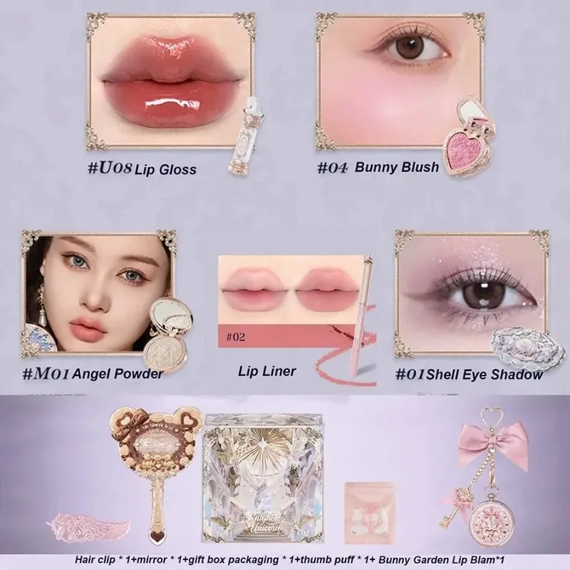Flower Knows Strawberry Cupid Box Συλλογή Μακιγιάζ Σετ Καλλυντικά Πλήρες σετ Παλέτα Pressed Powder Blush Lipstick Κουτί δώρου