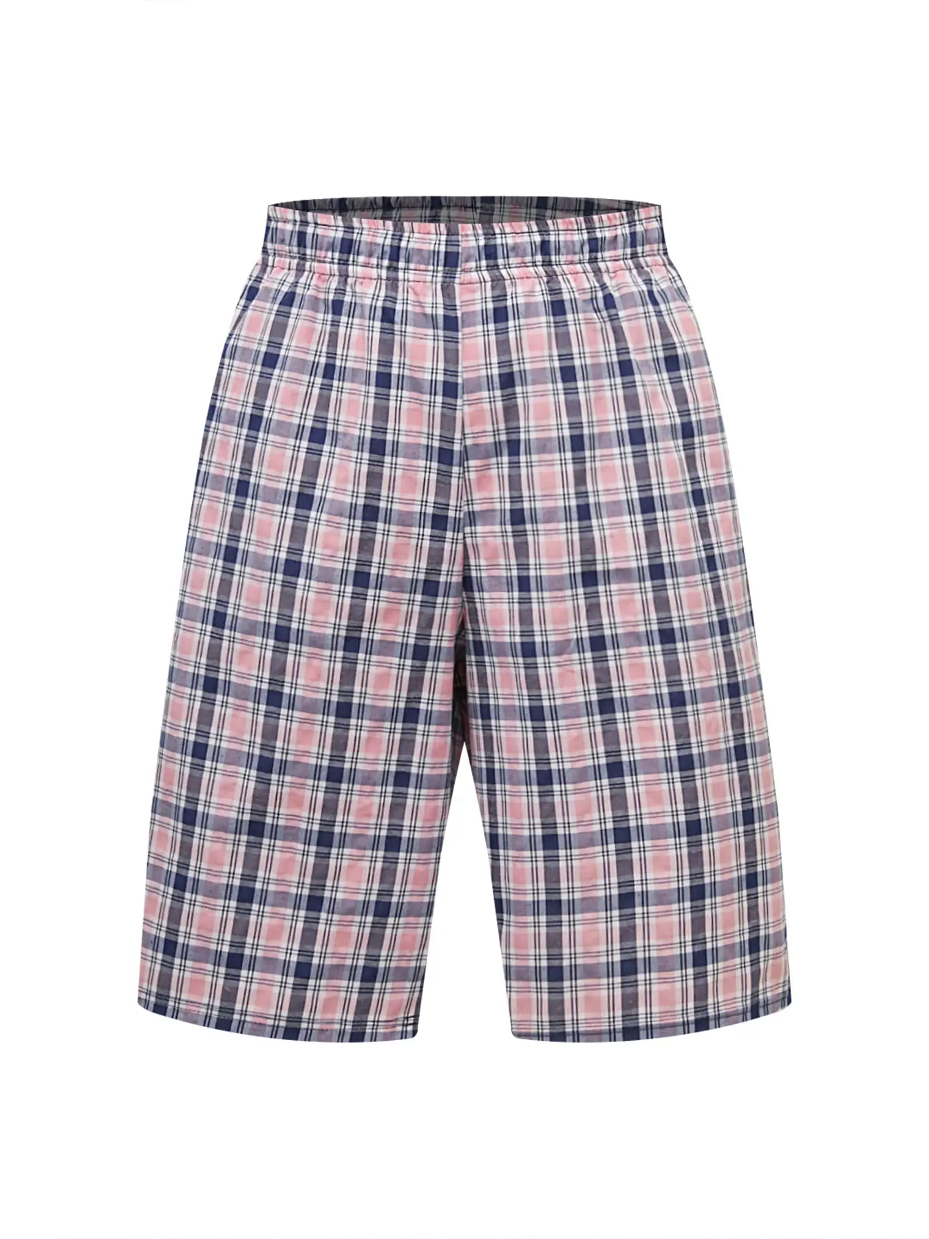 Men's Long Beach Flat Corner Pants Casual Checkered Elastic Waistband Comfortable Home Casual Sleeping Youth Boxing Pants Mens