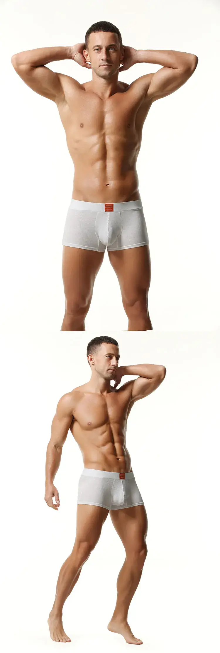 Men's Ribbed Boxer Briefs with 3D Contoured Pouch Elastic Waistband Soft Stretch Fabric for Comfort Casual Underwear
