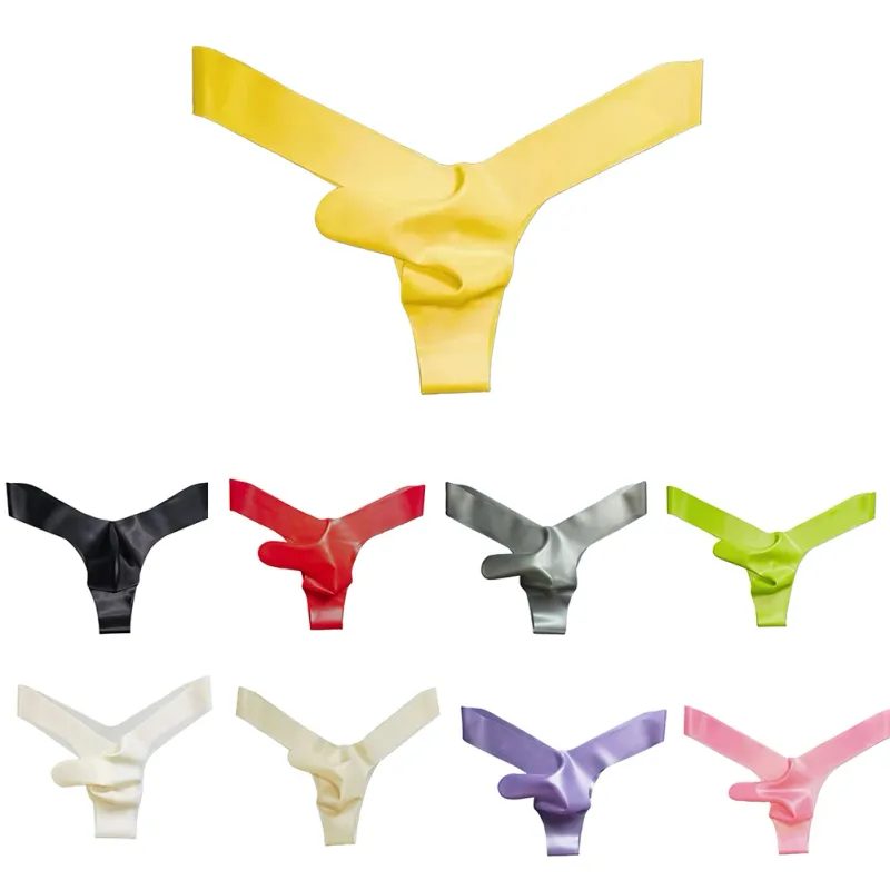Mens Latex Foam Soft G-strings Sexy Lingerie Underwear Rubber Elephant Nose Pouch Thongs Man Sheer Exotic Panties