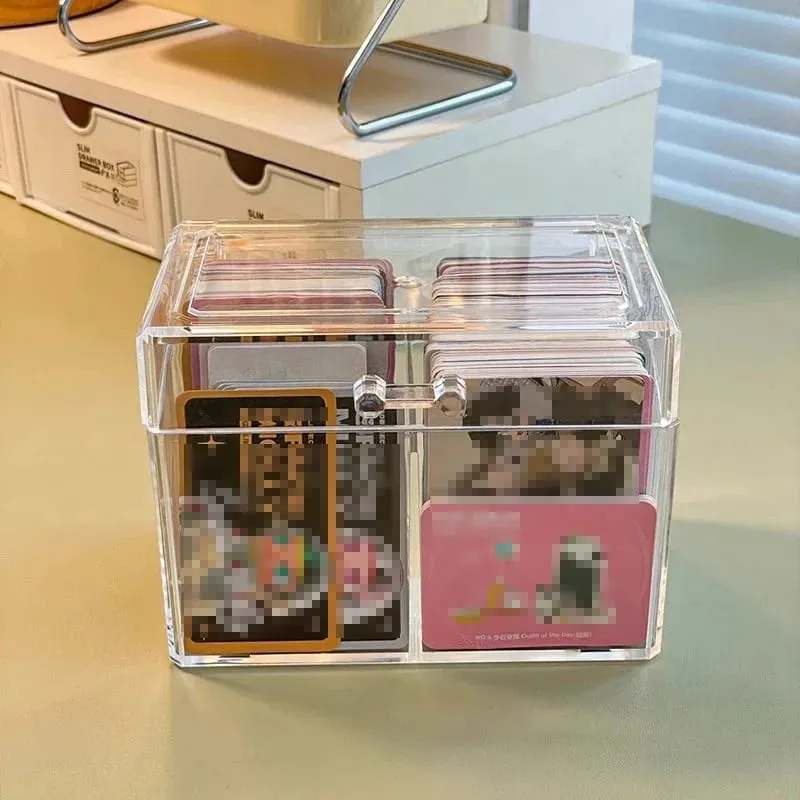 Kaartorganizer van helder acryl - biedt plaats aan 400 kaarten, displaydoos met twee compartimenten voor ansichtkaarten en spelkaarten — image 3