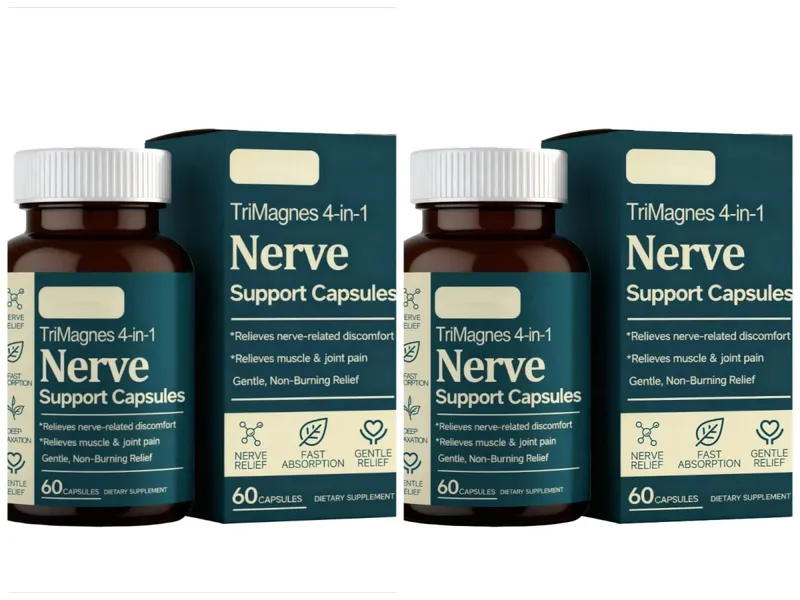 4-in-1 Magnesium Nerve Support Capsules na may Citrate Glycinate Malate at Turmeric Extract na 60 CT Fast Absorption Formula