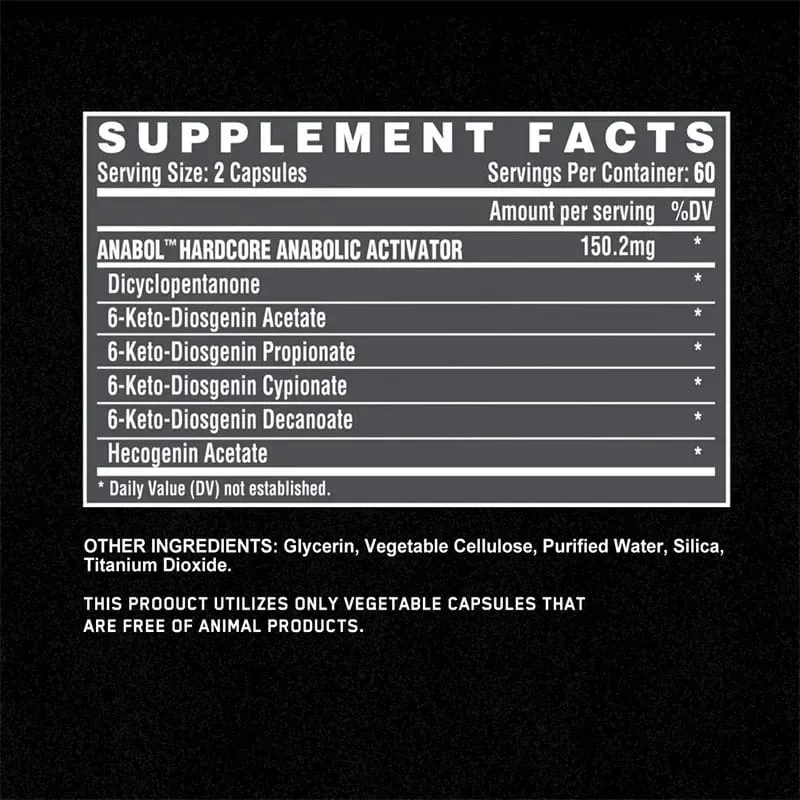 Anabol Hardcore Supplement - Muscle Growth Improved Endurance Stress and Mood Relief and Overall Health