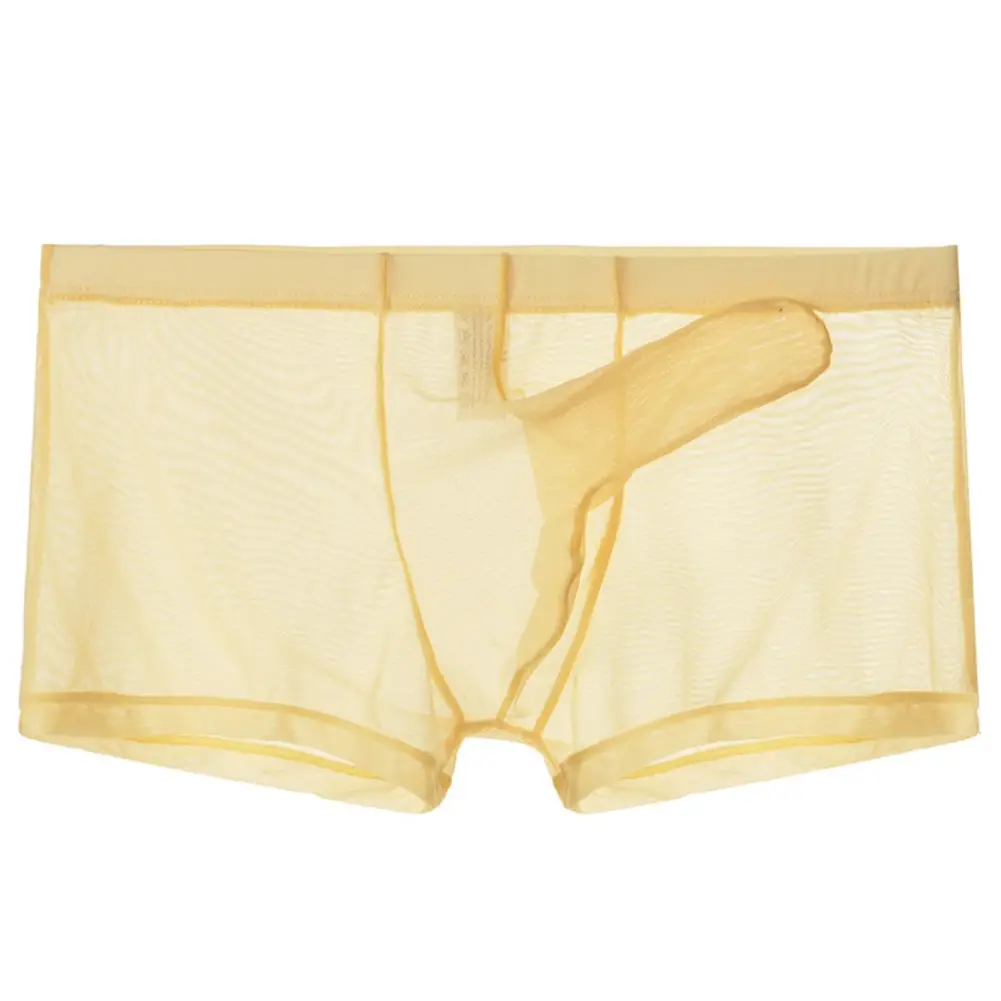 Sexy Mannen Mesh Transparant Lichtgewicht Ondergoed Zien Door Ademende Boxer Slips Slipje Bullet Scheiding Mannelijke Boxer Slipje