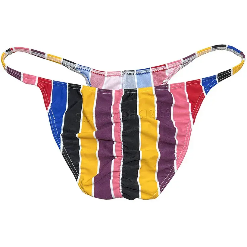 Men's Cheeky Briefs Underwear Pouch Male Ruched Bikini Swimwear Sexy Underpants High Elasticity, Low Waist, Floral Print sexy