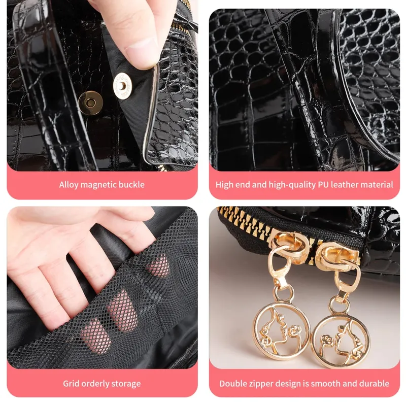 40/30/25/22Pcs Professional Makeup Brush Set na may Crocodile Storage Bag Blush Highlight Eyeshadow Brushes para sa Pang-araw-araw na Stage Makeup