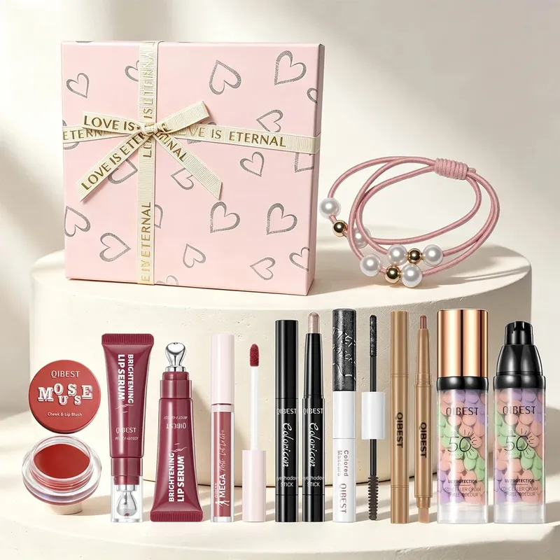Σετ μακιγιάζ 7 τεμαχίων lip gloss lip liner ρουζ σκιά ματιών primer μάσκαρα σετ μακιγιάζ Χριστουγεννιάτικο δώρο — image 3
