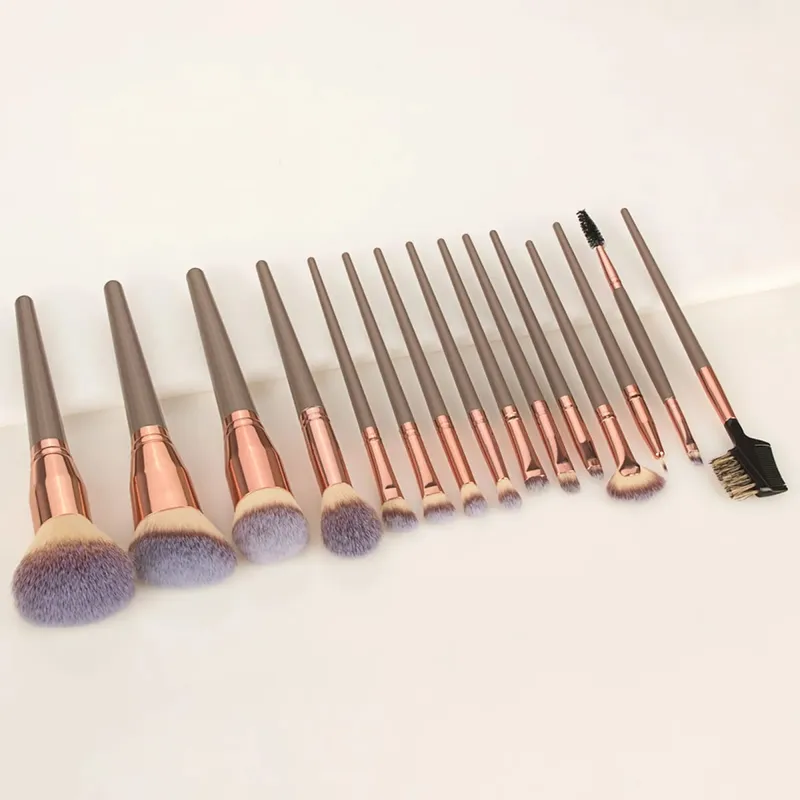 15 Stuks Make-Up Kwasten Set Met Opbergtas Zachte Haren Gezicht Oogborstel Kit Voor Foundation Blush Oogschaduw Wenkbrauw Cosmetische gereedschap