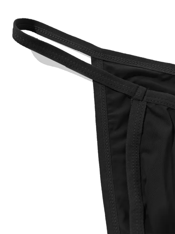 1PC Men's Sexy Low-Waist Briefs with Large Pouch Single Color Thin Belt Comfortable Thin Design for Summer Pure Color Underwear