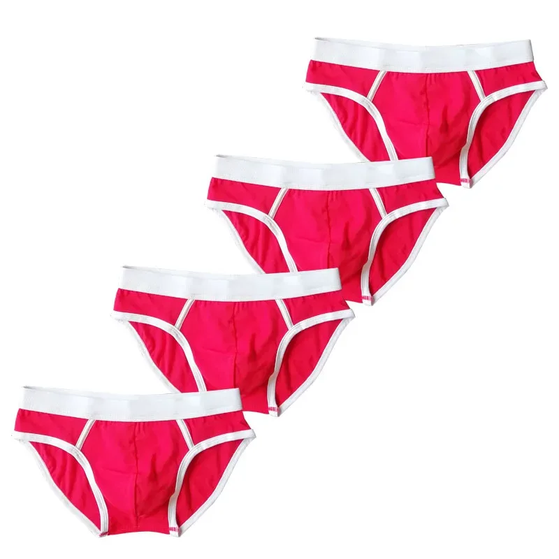 4PCS Men Cottn Briefs Underwear Simple Breathable Low Waist Lingerie Underpants Male Homewear Trunks Calzoncillos