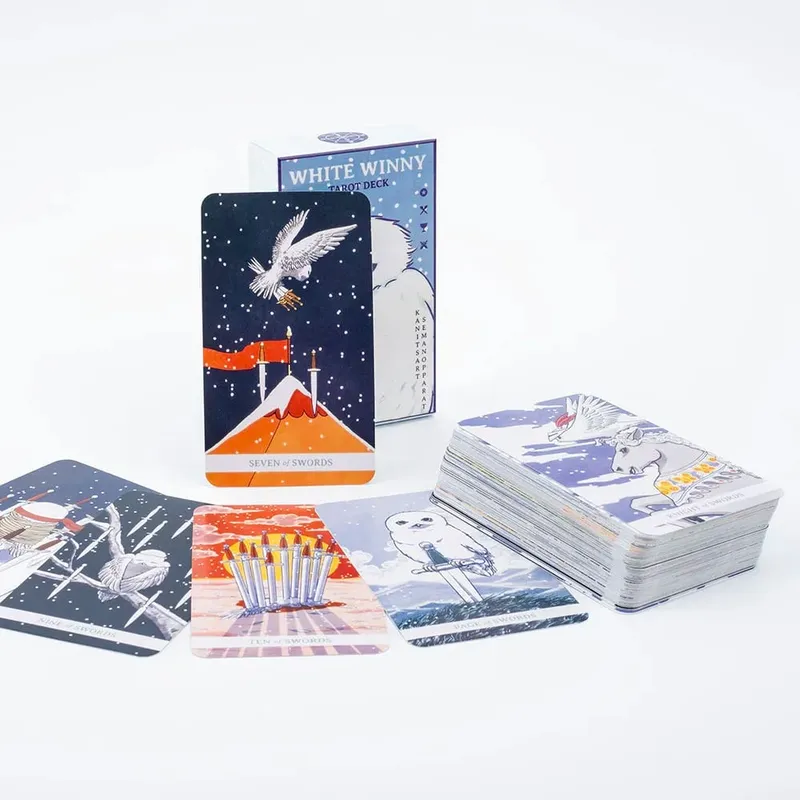 Fehér Winny Tarot angol kiadású 80 kártyapakli PDF-útmutatóval, sorsjóslás kártyákkal kezdőknek, társasjátékoknak