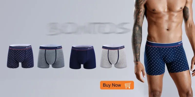 6 Pieces Solid Color Men's Panties BONITOS Letter Waistband Boxer Briefs Cotton Underwear Mens Boxers Classic Men Underpants