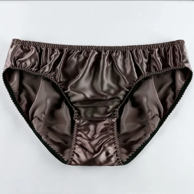 100% Mulberry Silk Men Sexy Underwear Wrinkle Briefs Breathable Male Panties Pure Silk Trigonometric Soft Man Underpants Summer
