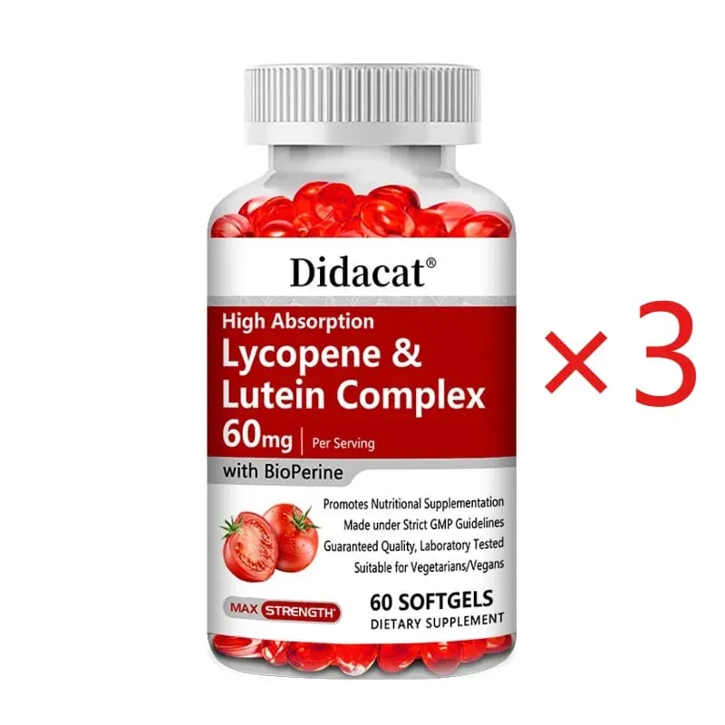Σύμπλεγμα Λυκοπενίου & Λουτεΐνης 60mg Κάψουλες με Αντιοξειδωτικό Bioperine που υποστηρίζει την υγεία των ματιών και του ουροποιητικού συστήματος της καρδιάς του προστάτη