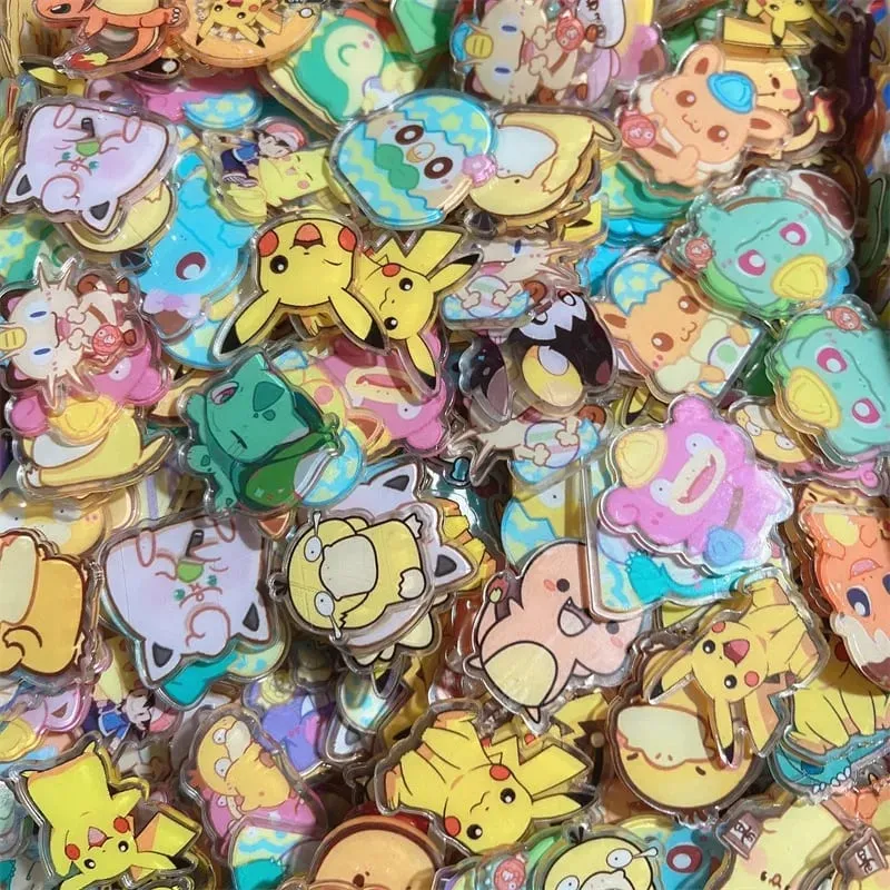 Pokemon Acrylic DIY Patch Kawaii Pendant Ειδικού σχήματος κοπής Anime Cartoon διπλής όψης Υλικό φουρκέτας μπρελόκ εκτύπωσης