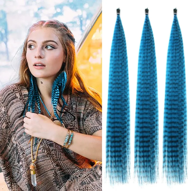 30roots Colored Synthetic Feather Ripe Extension μαλλιών 16 Inch I Tip Party Cosplay For Music Festival Halloween Christmas