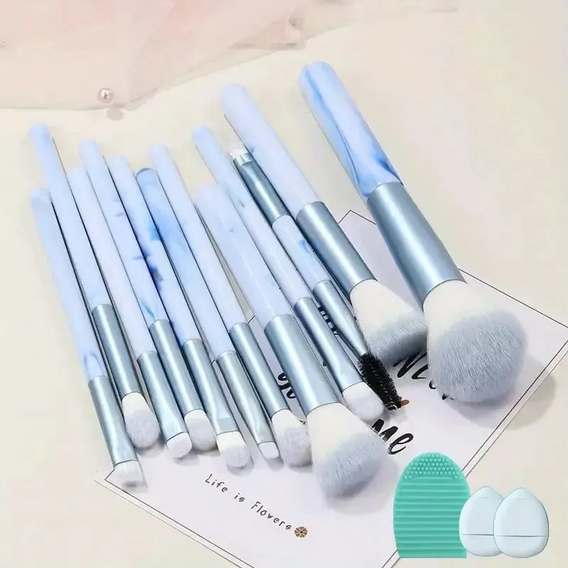 Σετ πινέλων μακιγιάζ 12 τμχ Blue Foundation Concealer Blush Powder Eye Shadow Kabuki Blending Cosmetic Soft Fluffy Female Makeup Tool
