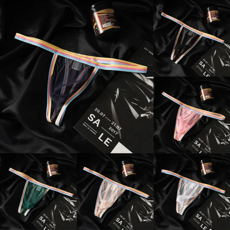 Men's Ultra-thin Mesh Briefs Underpants Man Sexy Underwear Breathable Ropa Interior Hombre Slips Quick Dry Bikinis Sissy Panties