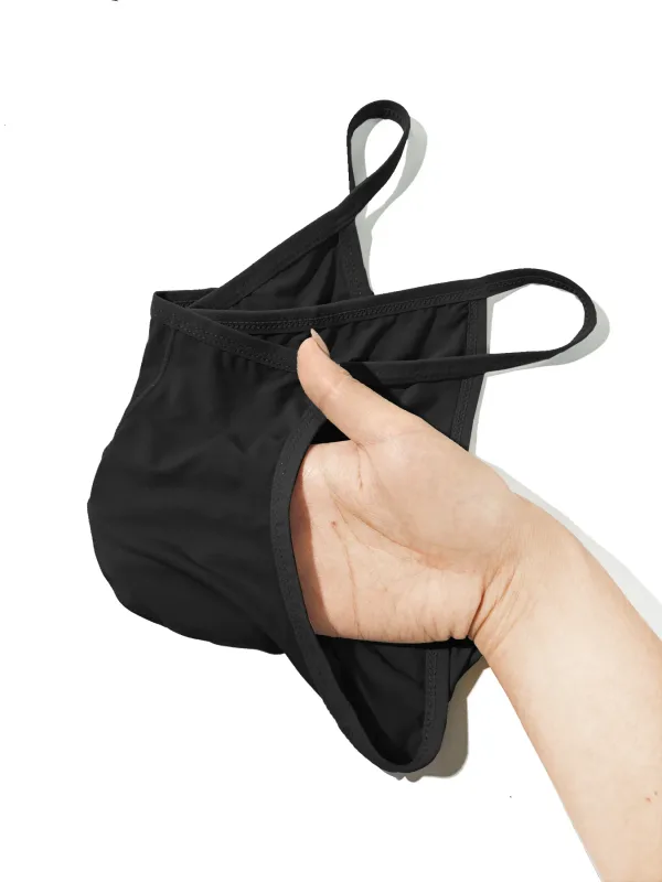 1PC Men's Sexy Low-Waist Briefs with Large Pouch Single Color Thin Belt Comfortable Thin Design for Summer Pure Color Underwear
