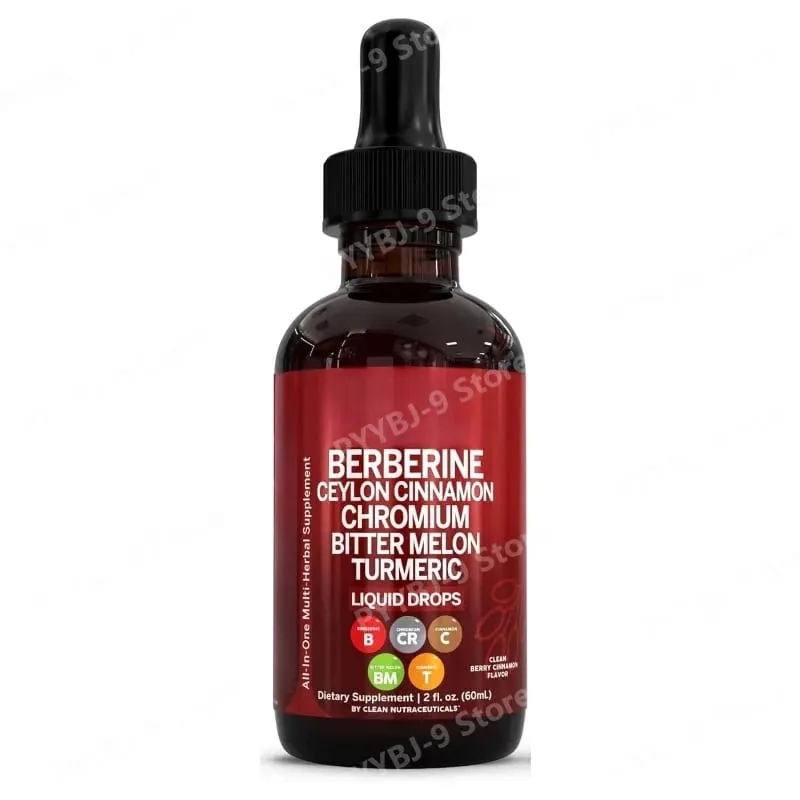Berberine Chromium Turmeric Ginseng Liquid Drops 60ml Organic Herbal Supplement Pang-araw-araw na Wellness Balance Support para sa Matanda