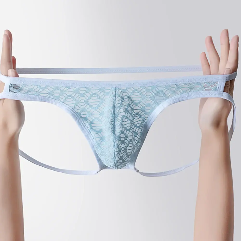 Men G-Strings See Through Men's Underpants Pouch Underwear Hollow Lace Thongs Low Rise Unisex Panties Hollow Out Men's Clothing
