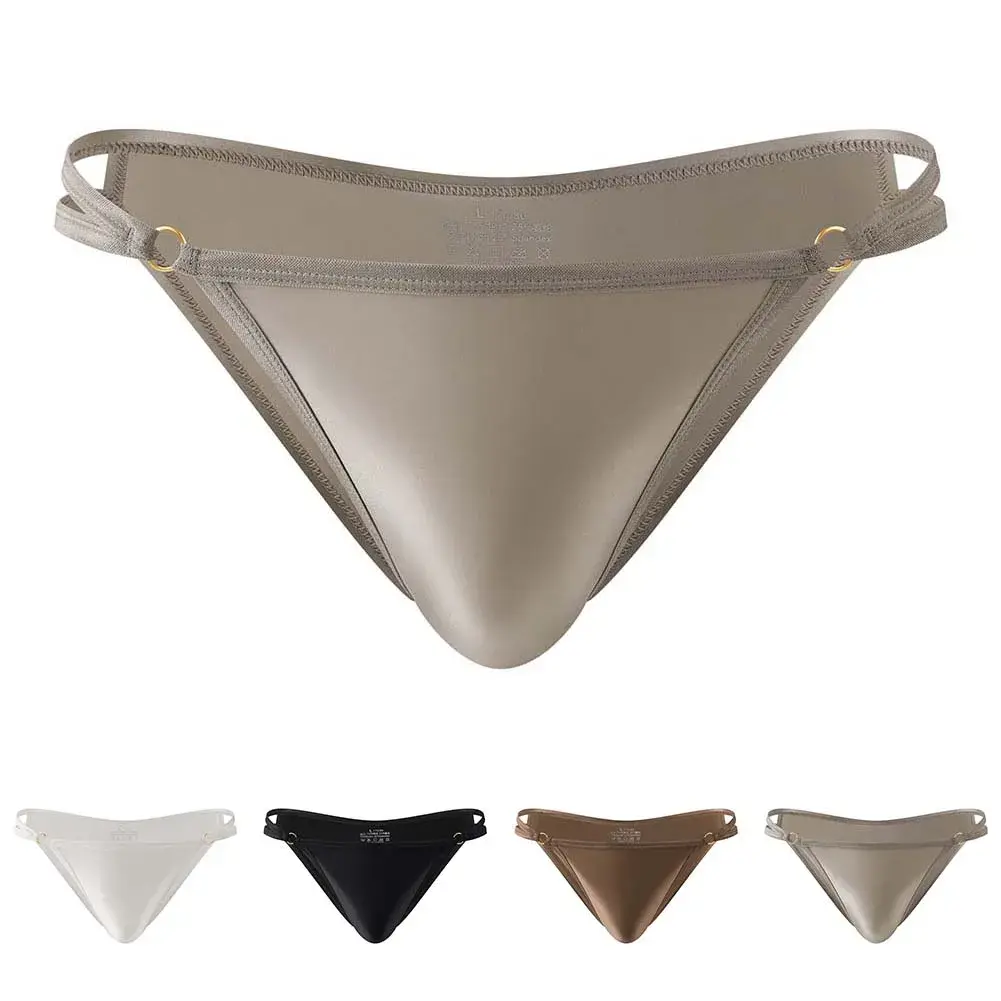 Men's Shiny Satin Low Rise Briefs Half Wrapped Buttocks U Shaped Pouch Comfort Underwear Stretch Fabric Size M 2XL
