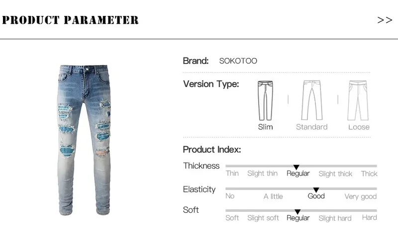 ג'ינס ג'ינס עם תיקון קריסטל לגברים Streetwear כחול מכנסיים מתיחה טלאים קרעים מכנסיים סקיני מחודדים במצוקה