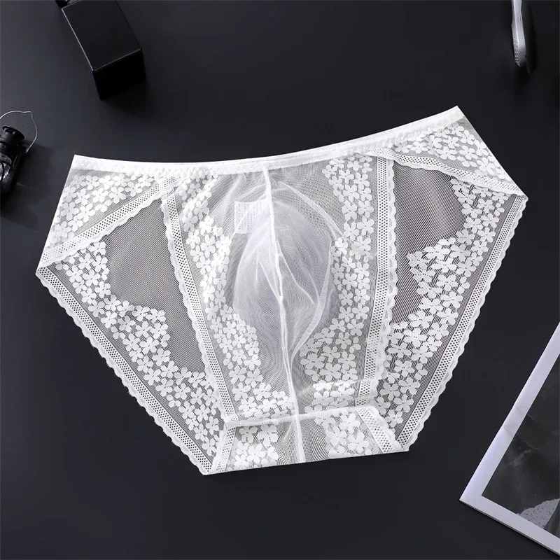 Lace men's underwear ice silk calzoncillos hombre 3D convex bag adults 18 plus size sexy lingeries for man tangas japonesa new