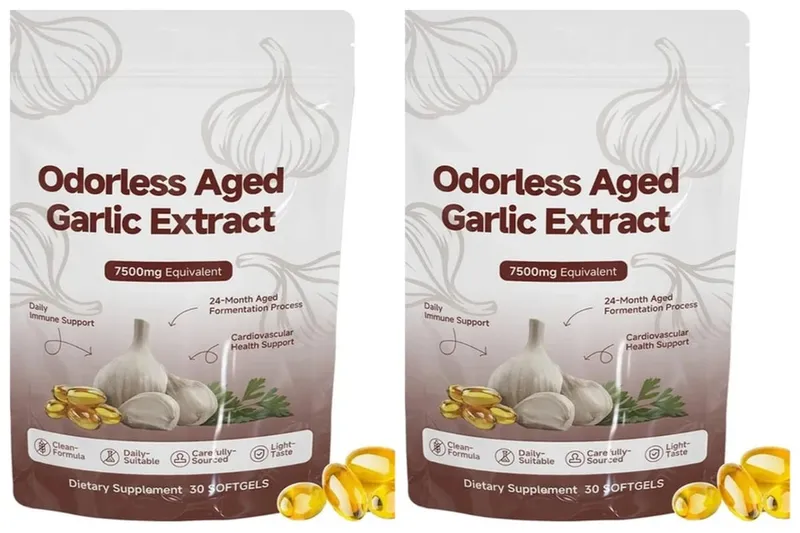 Άοσμο παλαιωμένο εκχύλισμα σκόρδου Softgels 7500mg ισοδύναμης 24-μηνης ζύμωσης για ανοσοκαρδιομεταβολική υποστήριξη Ενήλικες 30 Αριθμός