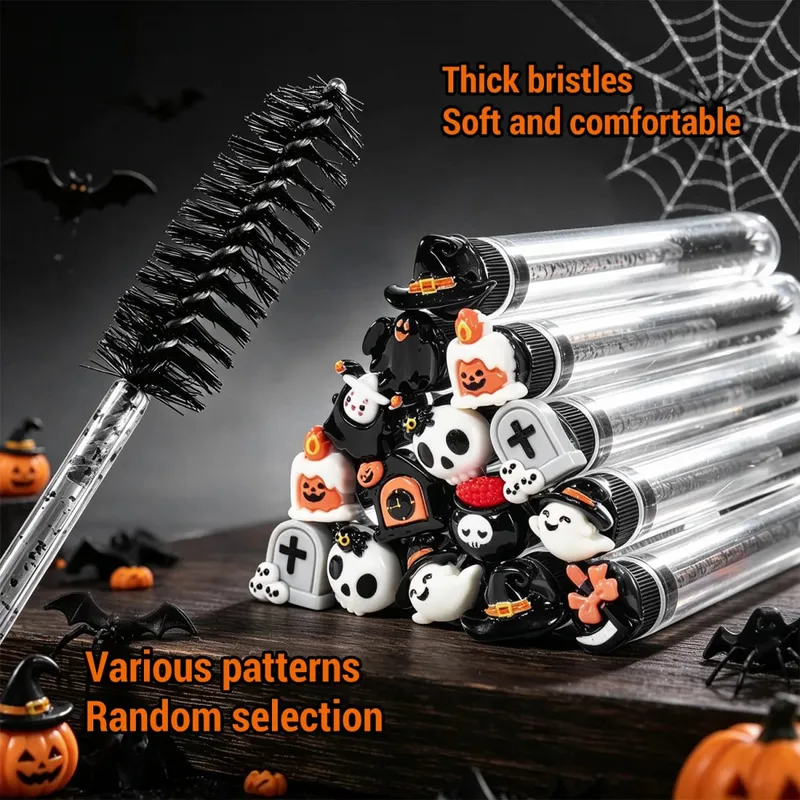 20Pcs Halloween Eyelash Spoolies Mascara Wands para sa Mga Extension Spooky Skull Pumpkin Gothic Eyebrow Brushes Lash Tech Supplies Gif