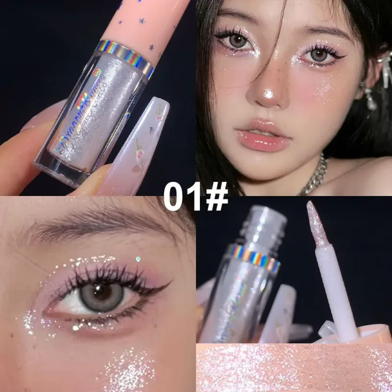נצנצים כחולים נוזלי Eyeshdaow גליטר ג'ל מבריק מתכתי אייליינר עט יהלום שימר עמיד למים עיניים כלי איפור מסיבת יופי