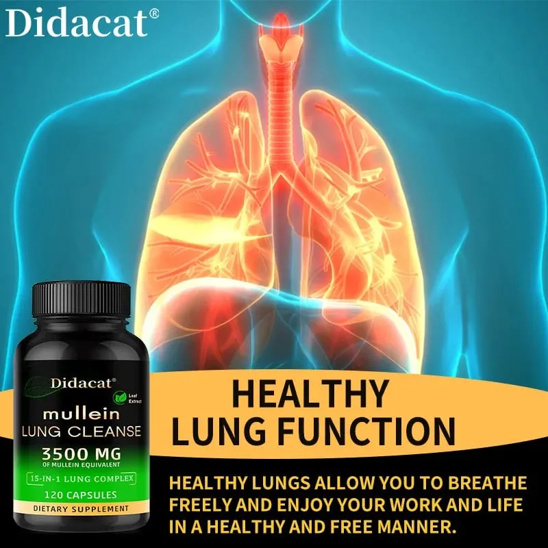 Mullein Leaf Extract Supplement Vitamin C Mineral Lung Cleansing Immune System Support 120 Capsules Health Supplement