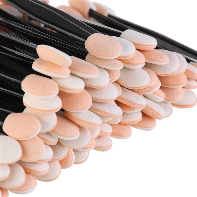 30/50/100 Buah Kuas Eye Shadow Makeup Dua Sisi Spons Nilon Set Kuas Eye Shadow untuk Aplikator Kosmetik Makeup Panas Sekali Pakai