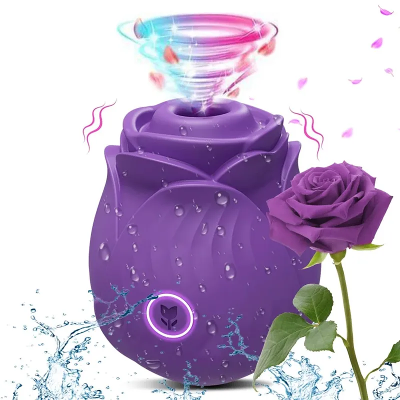 Rose-Sucking Thrusting Dildo Vibrator για γυναίκες Διεγέρτης κλειτορίδας θηλής Δόνηση γλώσσας αυγού που γλύφει κλειτορίδα Sucker σεξουαλικά παιχνίδια