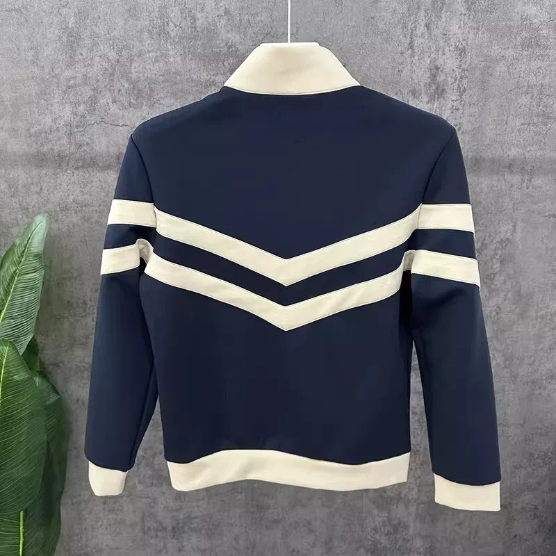 Sudaderas con cuello levantado de lujo para hombre, Sudadera con capucha empalmada a la moda, sudaderas informales cómodas y versátiles, ropa para hombre 2026