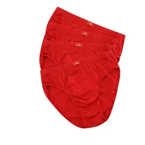 5PCS Men's Full Cotton Underwear Red Triangle & Four - Cornered Shorts Wedding Gift