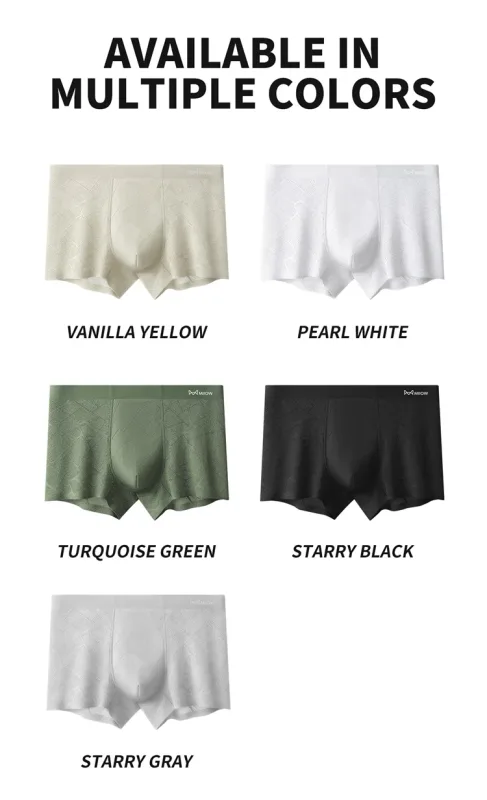 MiiOW 3Pcs Hollow-out Ice Silk Men Underwear Boxers Silky Breathable Man Underpants 10A Antibacterial Crotch Men's Boxer Panties