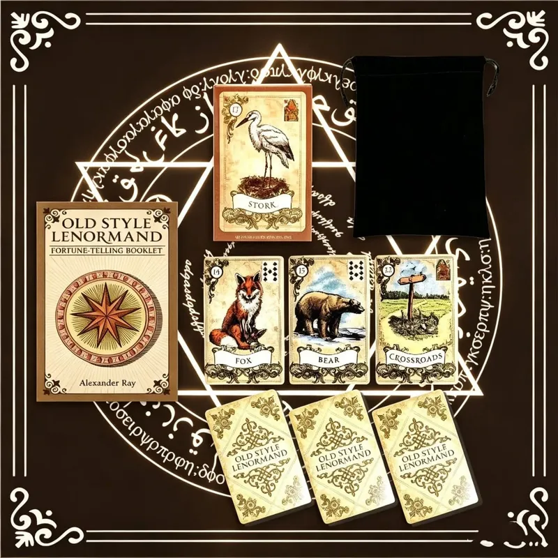 כרטיסי Lenormand בסגנון ישן - חפיסת אורקל וינטג' למשחקי עתידות ושולחן