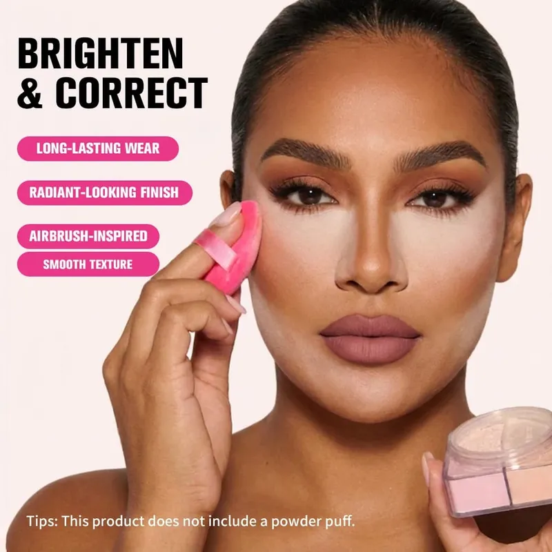 4 τμχ Σετ Μακιγιάζ Προσώπου Foundation Stick Pore No More Primer Loose Setting Powder Μεγάλης διάρκειας Ματ Μακιγιάζ για αρχάριους Χριστουγεννιάτικο δώρο
