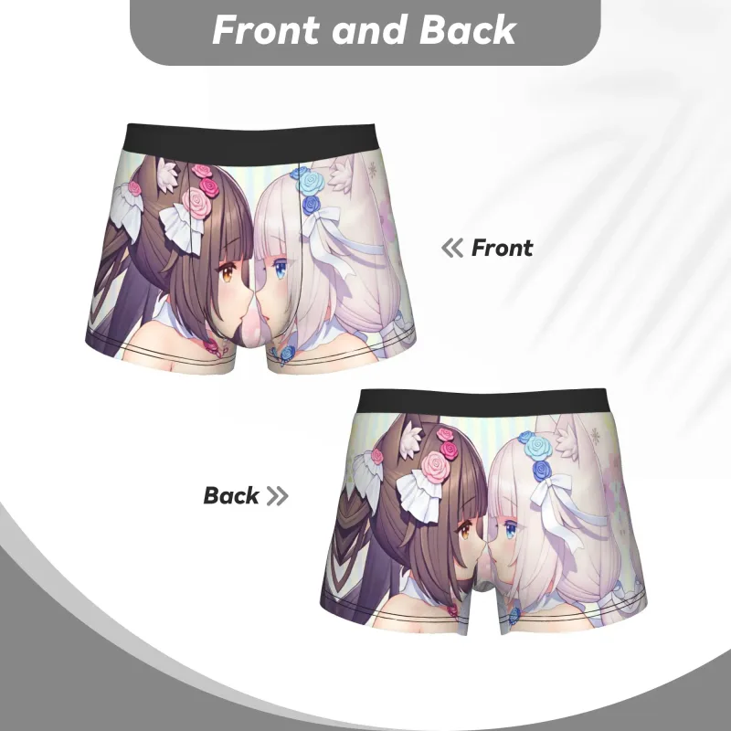 Anime N-Nekopara Chocola Vanilla Underwear Men Printed Game Boxer Briefs Shorts Panties Soft Underpants
