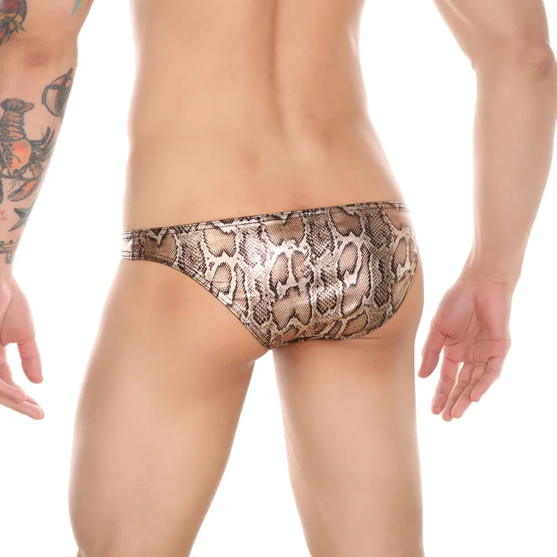 Mens Snake Skin Patterned Briefs with Sexy Bulge Pouch Bikini Underwear Comfortable Underpants by WANGJIANG Brand