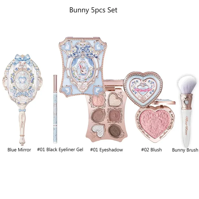 Flower Knows Make Up Kit Cosmetics Full Set Strawberry Rococo Palette Little Angel Highlighter Matte Lipstick 4Pcs Kit