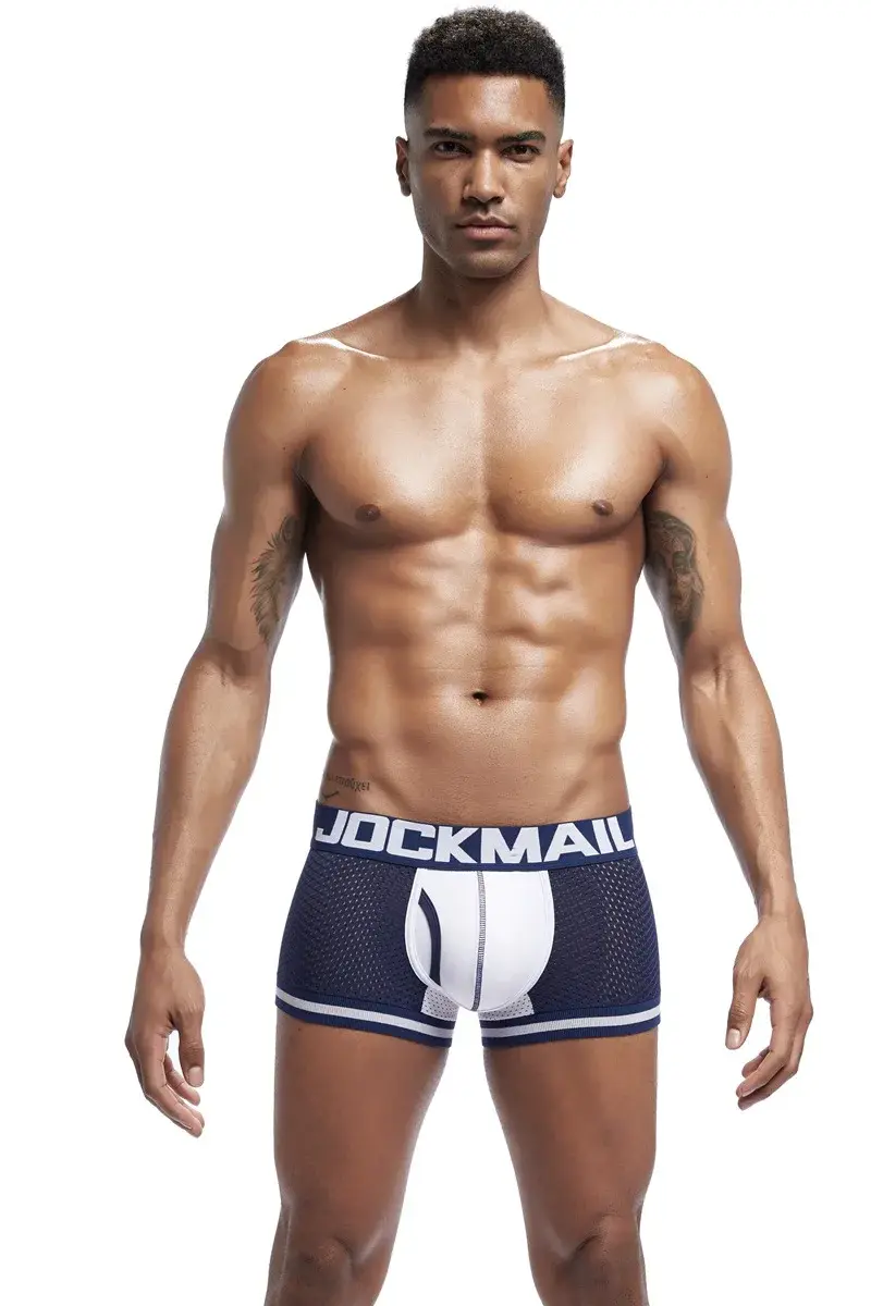 Jockmail Men Boxer Mesh Underwear Breathable Comfortable Soft Comfortable Sports Shorts Adult Man Panties Clothing Lingerie