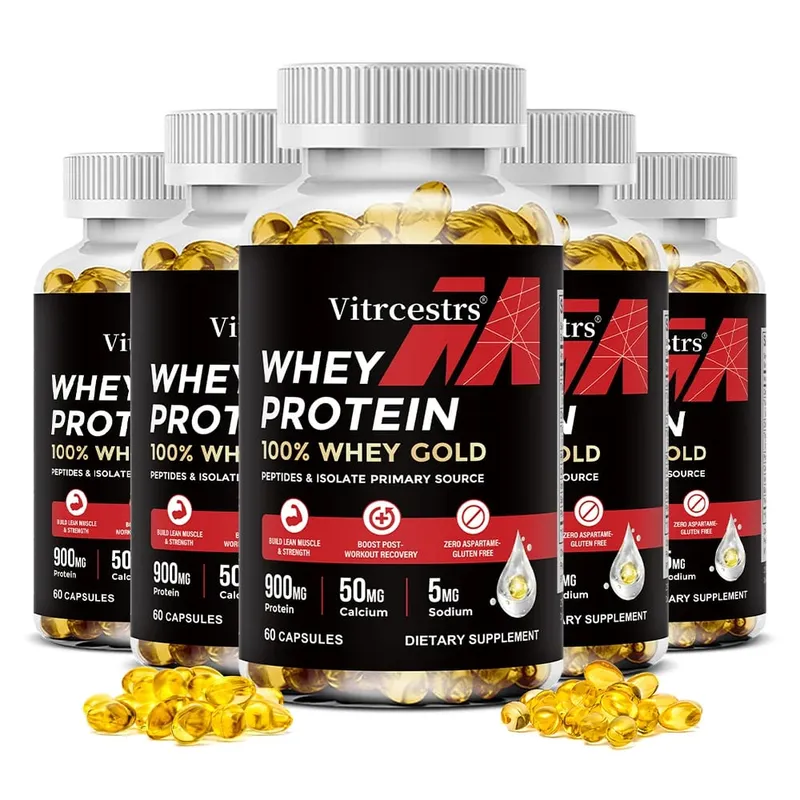 Whey Protein Concentrate Capsules - 900mg Protein Post-Workout Recovery Muscle Health & Immunity Boost Gluten-Free Non-GMO